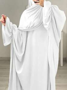 1 件蝙蝠袖长袍，穆斯林伊斯兰女装，适合日常穿着，四季皆宜 - 彩色 - 查看 16