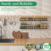 壁挂式香料架 2 件装，节省空间的香料收纳盒，用于收纳香料罐和调味品，螺丝或粘性悬挂式香料架收纳盒，适用于厨房橱柜或食品储藏室门，访问 Bunoxea 商店 - 彩色 - 查看 10