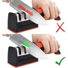Afiador de Facas Profissional 3 Estágios – Ferramenta em Aço Inoxidável para Afiação Rápida – Utensílio de Cozinha em Promoção - Preto - Visão 6