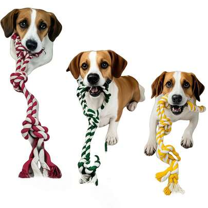 Large Dog Anti-Bite Tug Rope, Retriever Breed Tug Of War Toy, Dual-Strand Braided Chew Toy, Dental Cleaning + Separation Anxiety Relief