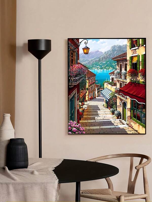 مجموعة رسم زيتي رقمي، مناسبة للبالغين والمبتدئين مجموعة رسم على قماش DIY، ديكور منزلي لوحة منظر طبيعي، هدية مثالية ليوم الأب، يوم الأم، عيد الميلاد والأصدقاء، مناسبة جدًا للتجمعات العائلية والمناسبات، مزودة ب- 3 فرش وألوان أكريليك، المقاس: 40 * 50 سم - 15.75 * 19.69 بوصة - بدون إطار