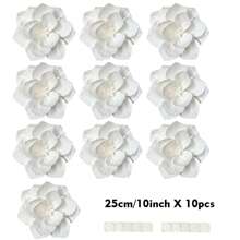 5pcs 12 Inch (30cm) + 10 Inch (25cm) White Paper Flowers, Artificial 3D Wall Decor For Wedding, Bridal Shower, Birthday, Photo Backdrop, Arch Decoration