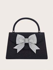 Bolso de noche de mujer con decoración de lazo brillante, nuevo bolso de mano para bodas y banquetes de alta gama, bolso de vestido de noche de seda sintética de lujo para bodas, novias y galas