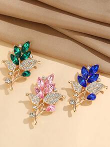 1pc Floral Rhinestone Decor Minimalist Zinc Alloy Brooch - A - View 1