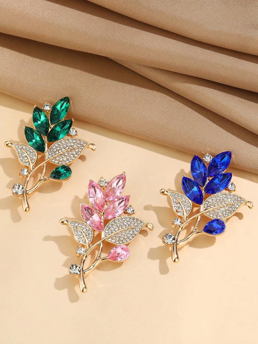 1pc Floral Rhinestone Decor Minimalist Zinc Alloy Brooch - A - View 1