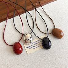 1pc Fashion Versatile Long Beaded Wax Rope Necklace, Influencer Style Necklace, High-End Collarbone Chain