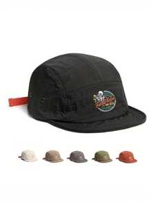 1 件圆形骷髅图案短檐棒球帽，休闲可调节太阳帽，男女通用，适合春夏季，适合日常穿着、运动、旅行、万圣节