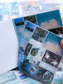 50 Sheets/Bag Sticker Book, Coated Paper Material, Nostalgic Summer Theme Stationery, Planner & Water Bottle Decor Stickers - Multicolor - View 7