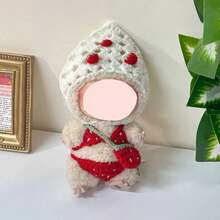 (仅限娃娃衣服) 适用于娃娃衣服、帽子，Labobo毛绒娃娃衣服、头套，LBB超可爱装饰娃娃衣服，手工针织卡通小猪、小熊、草莓娃娃衣服 - 彩色 - 查看 9