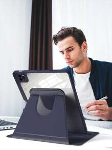 360° Rotating Protective Case With Pencil Holder Compatible With Ipad 5/6/7/8/9/10/11, Mini 6/7, Air 1/2/3/4/5, 11" (M2)/11" (M3)/13" (M2)/13" (M3) Pro 12.9" (3rd/4th/5th/6th Gen) - Blue - Navy Blue - View 7