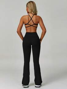 MASKERT "2 Pieces Set" Women's Set,Yoga Exercise Suit Vest Set Tight Running Exercise Suit Fitness Suit Set Home Leisure Comfortable Skin Friendly - Black - View 7