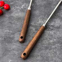 WORTHBUY 304 Turner de acero inoxidable con de madera resistente al calor largo cucharón de sopa espátula utensilios de cocina H5XW - Cucharón marrón oscuro - Ver 6