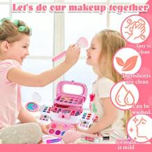 女孩化妝套裝-女孩化妝玩具套裝,玩真正的化妝女孩玩具,可水洗化妝品,非有毒的學齡前兒童裝扮化妝套裝,3-12歲兒童禮物