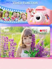 Kids Camera Toys For 3-8 Year Old Girls Boys,Children Digital Video Camcorder Camera With Cartoon Soft Cover, Best Chritmas, Thanksgiving, Birthday Festival Gift For Kids - 32G SD Card, Card Reader Included, Kids Toys - 粉色 - 查看 2