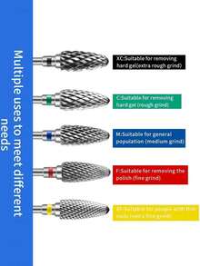 Brocas profissionais de aço tungstênio para unhas (1/2/5 peças), adequadas para remoção de gel, ferramentas de manicure e acessórios para lixa elétrica de unhas. - Multicolorido - Ver 3