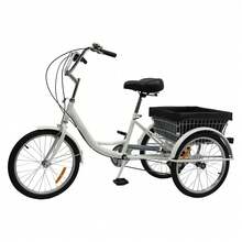 YUNRUX 8 Gears 20 Inch 3-Wheel Tricycle Bike For Adults Seniors Bike With Shopping Basket Tricycle Adult Bike With Shopping Basket For Seniors - 白色 - 查看 8
