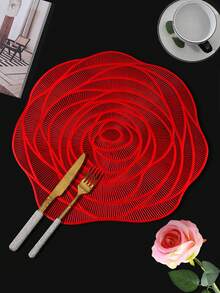 1/4/6 件玫瑰图案餐垫，适合情人节、婚礼、约会、节日、圣诞节、感恩节