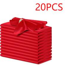 20pcs Silk Red Satin Napkins, 17 X 17 Inches Square Smooth Dinner Napkins For Wedding, Party, Celebration, Banquet, Restaurant, Thanksgiving, Christmas, Halloween