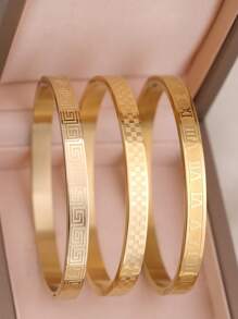 3 قطع / 1 قطعة سوار مطلي بالذهب الأصفر عيار 18 قيراط من الفولاذ المقاوم للصدأ على شكل رباعي ورقة البرسيم، مناسب للحفلات والاستخدام اليومي للنساء، بأسلوب أوروبي وأمريكي، مميز وفاخر، مرصع بالزركونيا المكعبة، مجموعة مجوهرات للزفاف، هدية للبنات والنساء والأقارب والأصدقاء، لمناسبات الزفاف والأعياد والعيد الحب