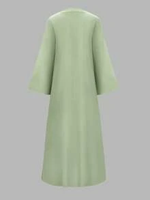 ANCHOSE Women's Middle Eastern Elegant Sleeveless Maxi Dress And Bowknot Long Cardigan Two Pieces Set - Bean Paste Green - View 3