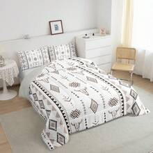 Erosebridal 2/3 Pcs Bohemian Skull Comforter Set - Cowboys Western Bull Skull Bedding Set For Men Adult Bedroom, Geometric Farmhouse Horns Bed Set, Southwestern Native Quilt Set - Soft Microfiber, Birthday & Festival Gifts - 白色灰色 - 查看 4