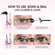 MOONKALI US Local Shipping,1Pack 24 Small Rows Manga Lashes Anime,Lashes Cluster Kit Fox Eye,Natural Eyelashes,Short False Eyelashes,Creating Charming Eye Makeup Black Individual Cluster False Eyelashes,5ml Glue Bond&Seal,Makeup Tweezer,Essential Makeup Items For Holiday Stage Gatherings - 黑色 - 查看 4