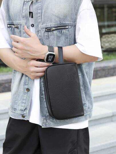 1 件男士手拿包 - 大容量钱包手机袋 - 多用途便携式男士包