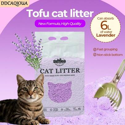DDCAQIOUA Direkt ab Werk! Schnell klumpendes Tofu-Katzenstreu, natürlich und geruchsneutral, schnell klumpend und ausspülbar, 7 Tage desodorierend, in verschiedenen Sorten erhältlich 6 Liter aromatische Katzenstreu für Haushalte mit Katzen