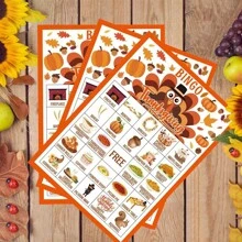 Thanksgiving Bingo Game Cards- 34pcs Thanksgiving Bingo Game Cards For 24 Players Turkey Bingo Cards Thanksgiving Activities For Thanksgiving Party Games For Family Fall Autumn Harvest Festival