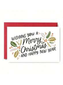 1pc Christmas Themed Folding Card, Suitable For Invitation, Greeting Card, Great Gift For Friends And Family, Includes Envelope