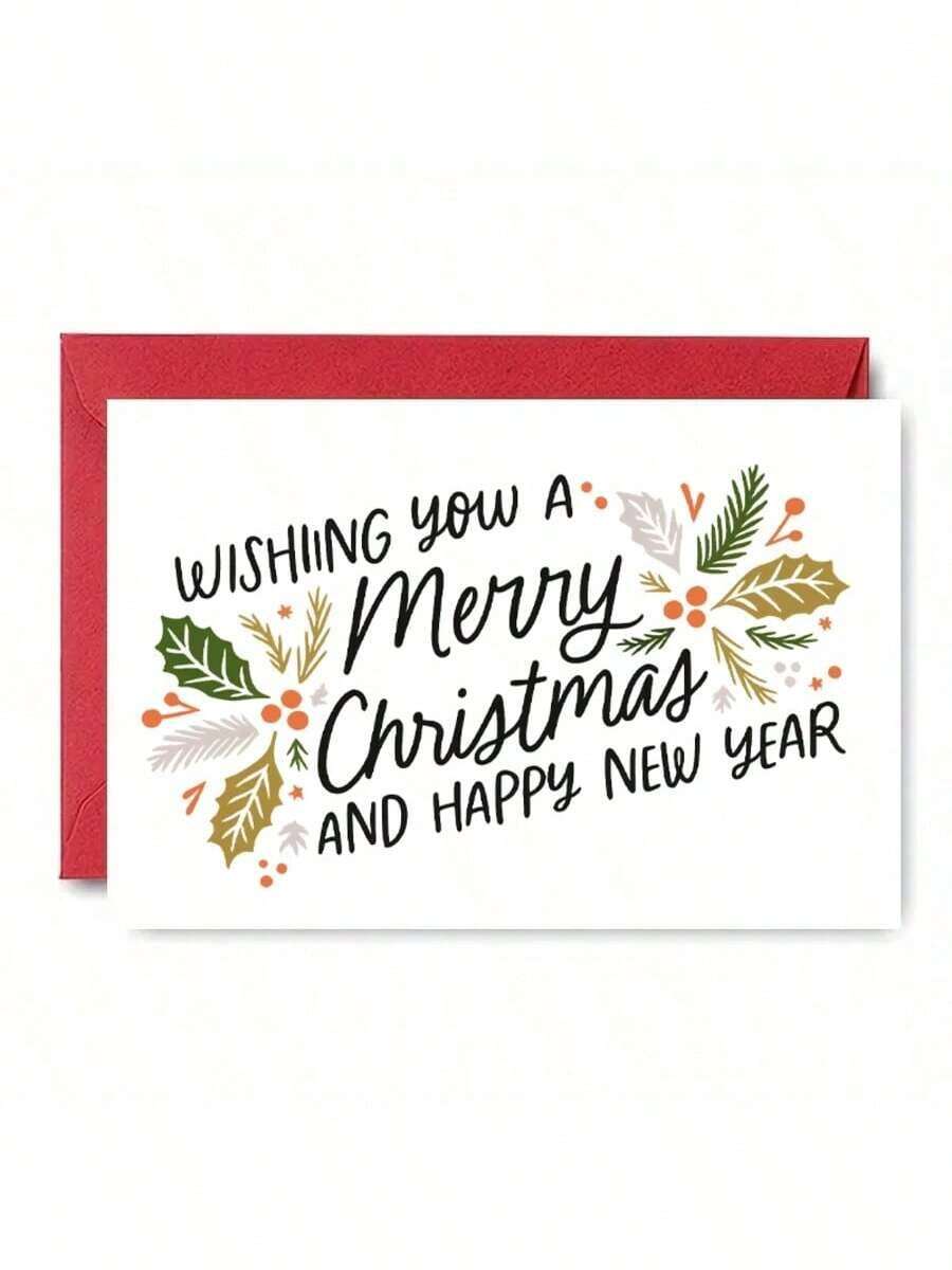 1pc Christmas Themed Folding Card, Suitable For Invitation, Greeting Card, Great Gift For Friends And Family, Includes Envelope