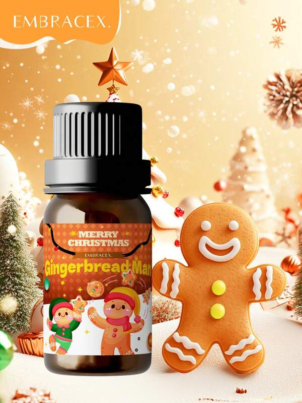 EMBRACEX. 10ml Aceites esenciales de perfume de hombre de jengibre, ideal para hacer velas navideñas, decoración navideña, regalos navideños, ambientadores de coche y talla grande. Fragancia duradera que ayuda a eliminar olores y aumentar el aroma navideño relajante.