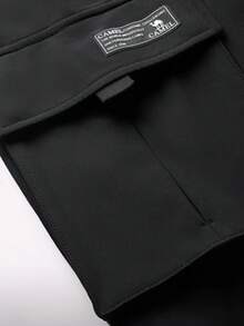 CAMEL CROWN Women's Autumn And Winter Outdoor Assault Soft Shell Pants Windproof And Water-Proof Drawstring Pants Plus Fleece Overalls - Phantom Black - View 3