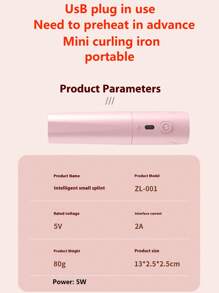 Mini alisador y rizador de cabello 2 en 1 alimentado por USB, plancha de pelo portátil, mini plancha para flequillo, rizada de cabello de bajo consumo inalámbrica y sin recarga para dormitorio, alimentado por USB (sin recarga) - Punta caliente
