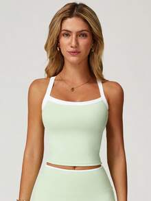 'Sports Vest' Women's Yoga Vest Sports Vest High Elasticity Running Fitness Suit Camisole Vest Comfortable And Skin Friendly - 薄荷綠 - 查看 3