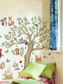 2 miếng dán tường/1 miếng dán tường - [Miếng dán tường hình động vật hoạt hình cây lớn, miếng dán tường hình động vật dễ thương] Miếng dán tường PVC tự dính có thể tháo rời dùng cho phòng trẻ em, phòng trẻ em, phòng vui chơi hoặc lớp học - Trang trí tường dễ thương và sáng tạo cho mọi không gian - Nhiều màu - Xem 4