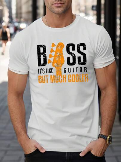 BASS COMO GUITARRA PERO MUCHOÁS FRESCO Camiseta Casual de Cuello Redondo y Mangas Cortas para Hombres, Camiseta de Verano Cómoda y de Secado Rápido para Uso Diario, Ejercicio y Vacaciones en Resorts E1GK