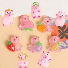 21 piezas Conjunto de joyería luminosa de dibujos animados de capibara de colores - 20 dijes de capibara mixtos + 1 maleta