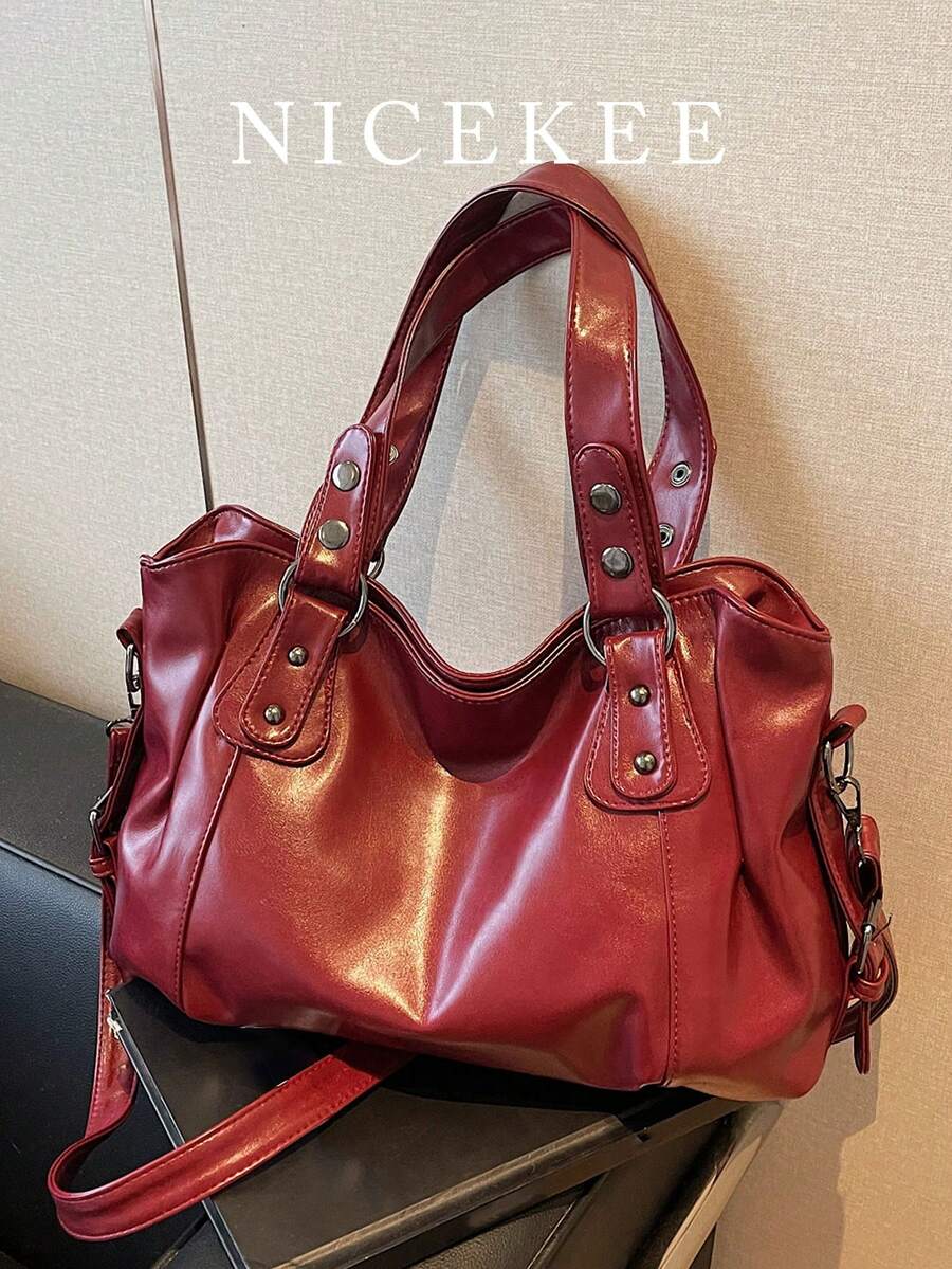 Túi đeo vai nữ màu trơn, dung tích lớn, túi xách thời trang chất lượng cao, thiết kế rộng rãi, phù hợp sử dụng hàng ngày, đi học, đi chơi, mua sắm, làm quà tặng, du lịch, đi làm.