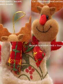 圣诞树吊坠娃娃跳舞老人雪人鹿熊木偶饰品圣诞树吊坠节日派对装饰 4 件