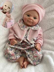 1 pezzo Bambola neonata in silicone morbido da 13 pollici, con due set di vestiti, bambola reborn che può aprire la bocca, dipinta in modo realistico come un neonato, inclusa una bottiglia per l'allattamento, anatomicamente accurata, bambola realistica come regalo per bambini - Multicolore - Visualizzare 4