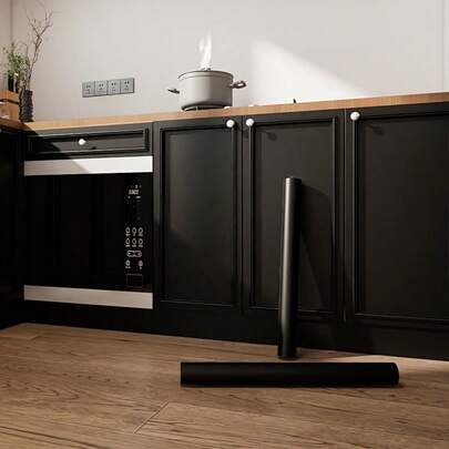 1 Roll 40cm Wide Wallpaper, Wall Decor, Matte Black Removable Thick Wallpaper, Black DIY Self-Adhesive Contact Paper Waterproof Wallpaper, Suitable For Wall And Furniture Covering, Home Cleaning, Kitchen Renovation, Ideal For Graduation Gift