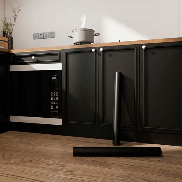 1 Roll 40cm Wide Wallpaper, Wall Decor, Matte Black Removable Thick Wallpaper, Black DIY Self-Adhesive Contact Paper Waterproof Wallpaper, Suitable For Wall And Furniture Covering, Home Cleaning, Kitchen Renovation, Ideal For Graduation Gift