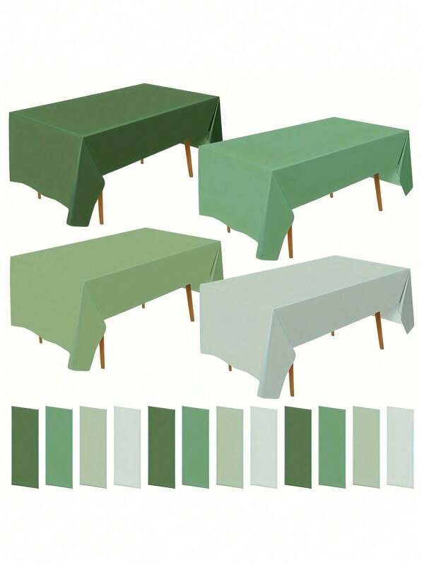 1pc Sage Green Tablecloth, 1pc Dark Green Tablecloth, Green Disposable Plastic Rectangular Tablecloth For Baby Shower, Bridal Wedding, Birthday Party Decoration And Supplies