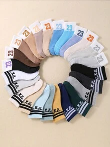 24双随机数字印花休闲短袜，男女童款 - 彩色 - 查看 4