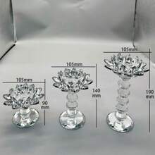 1pc Lotus Candlestick Crystal Ornament, European Style Crystal High Footed Candlestick, Interpreting Western Romantic Style, Western Traditional Crystal Lotus Candlestick, Long Lasting Lamp Candlestick, European And American Style High Footed Candlestick
