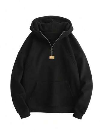 Men's Casual Streetwear Thermal Lined Loose Fit Long Sleeve Hoodie Sweatshirt, Autumn/Winter,Fleece