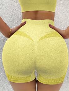 [Seamless Yoga Shorts] 5pcs High-Waist Seamless Stretch Yoga Shorts   Sports Cycling Fitness Shorts For Women Internet Celebrity Peach Hip Three-Point - 彩色 - 查看 5