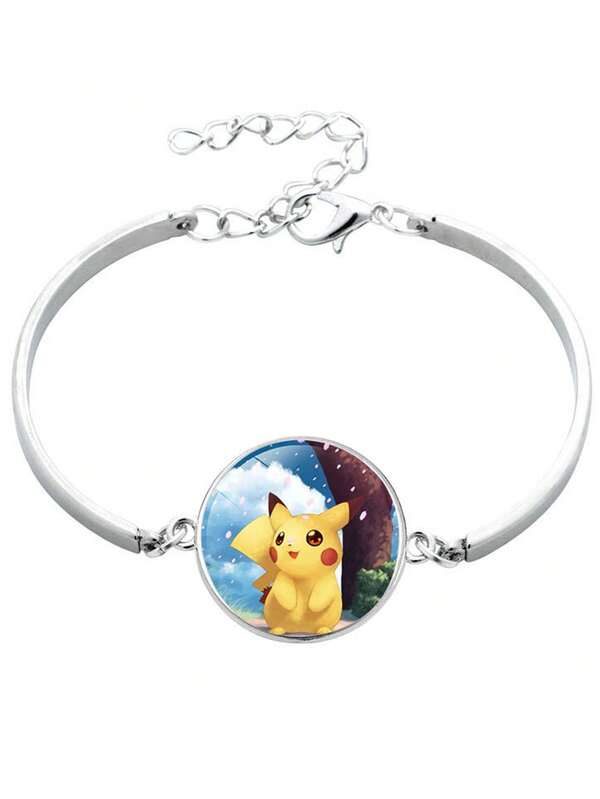 pokemon Pulsera de aleación con gema de tiempo de Pikachu, pulsera de dibujos animados, regalo de cumpleaños para estudiantes de secundaria