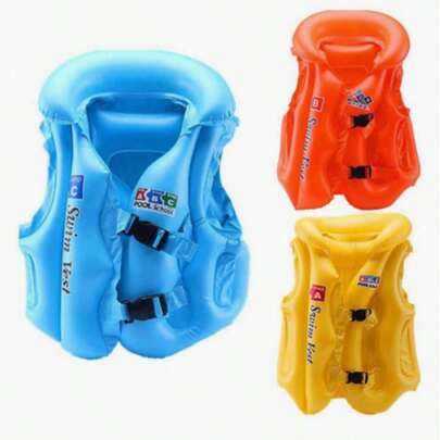 1 Áo phao bơi bơm hơi ABC, 3 màu vàng cam xanh lam Áo phao hỗ trợ nổi Áo phao bơm hơi di động dùng cho bơi lội, lặn với ống thở, chèo thuyền kayak và các môn thể thao dưới nước tác động thấp khác Áo phao ống thở bơm hơi Áo khoác lặn